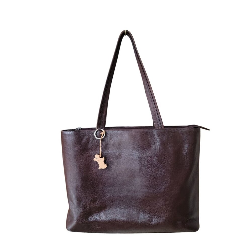Radley London Brown Leather Tote Bag With Dog Tag Accent - Picture 1 of 11